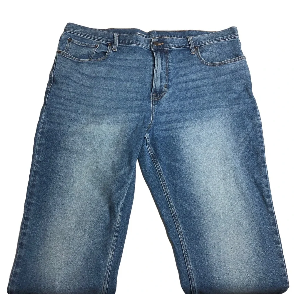 Old Navy Built In Flex Jeans Mens 42x32 Straight Leg Blue Medium Wash Workwear